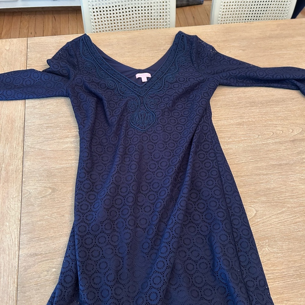 Lilly Pulitzer Navy Dress with Intricate Lace